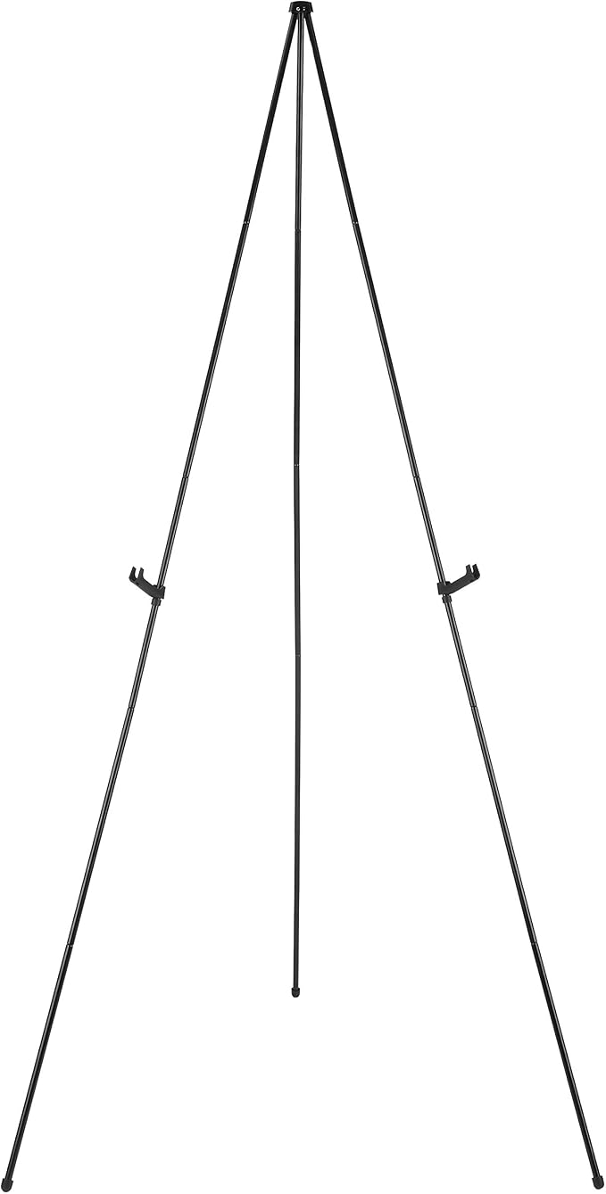 Portable Floor Poster Easel Stand, Lightweight Collapsible Tripod Display Holder in Black Steel